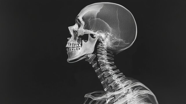 detailed x-ray image of a human skeleton profile
