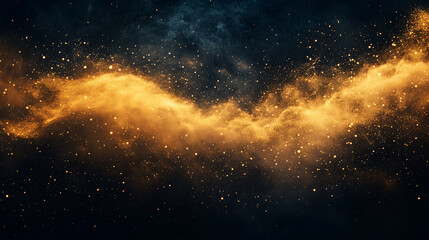 dark abstract background with wave shaped golden dust splash