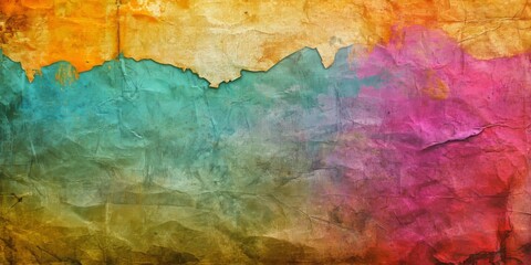 Obraz premium Abstract colorful background featuring an old paper texture, creating a vibrant and visually appealing composition. This abstract colorful background with unique texture enhances creativity and