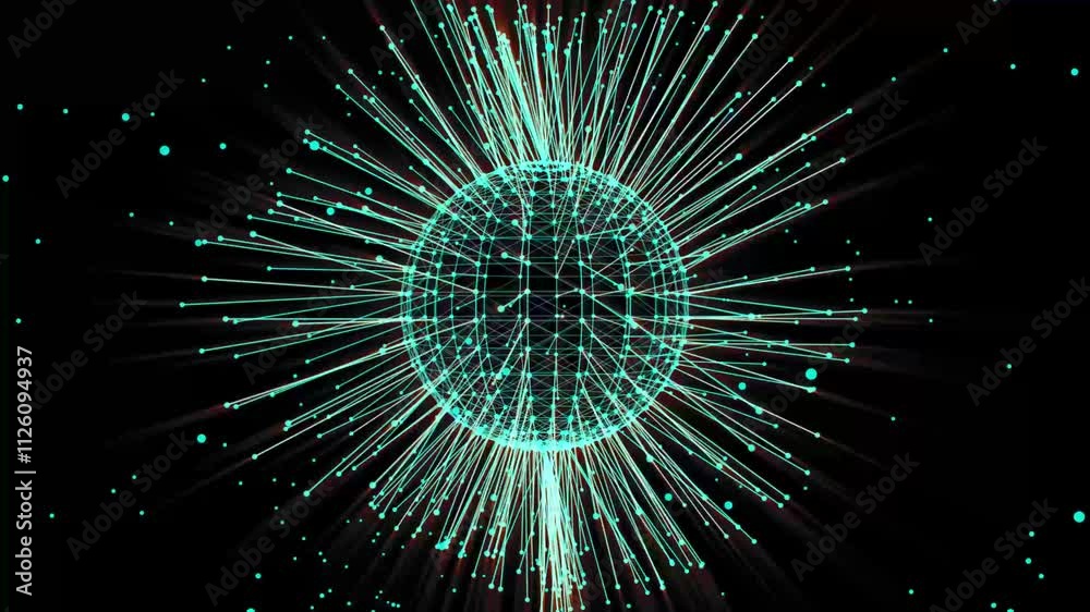 Poster futuristic connected dots and lines sphere plexus. abstract red plexus technology science on rotatin