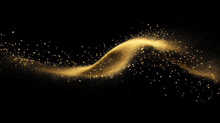 dark abstract background with wave shaped golden dust splash