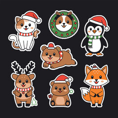 Adorable Christmas Animal Characters in Festive Attire