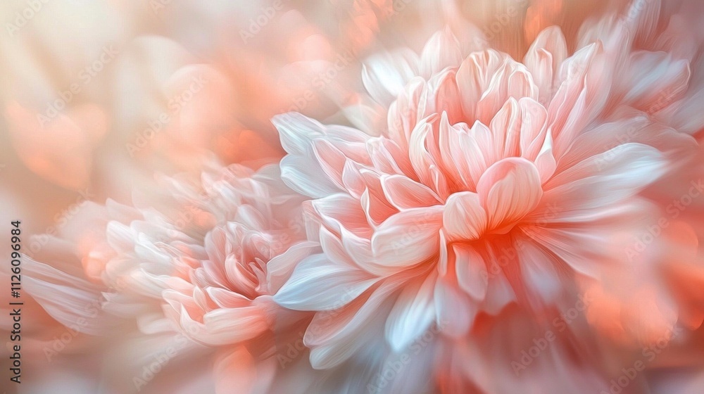Poster delicate petals blossom in dreamy mocha colors, creating a serene atmosphere. the soft light plays w