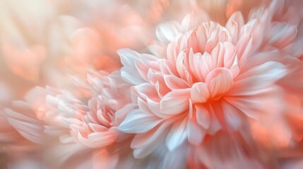 Fototapeta premium Delicate petals blossom in dreamy mocha colors, creating a serene atmosphere. The soft light plays with the flowers, evoking a sense of calm and tranquility in nature's embrace