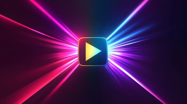 a led neon youtube button for a gaming channel	
