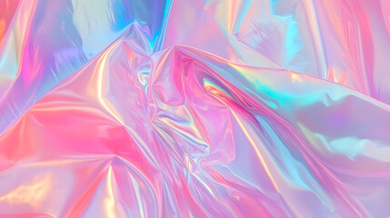 Fototapeta premium An iridescent neon background featuring holographic pastel colors, creating a trendy vaporwave aesthetic.