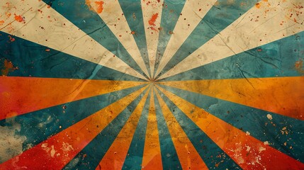 retro starburst sunburst background pattern and grunge textured vintage multi color, Ai Generative.