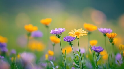 Fototapeta premium Field of Daisies: A Delicate Harmony of Colors