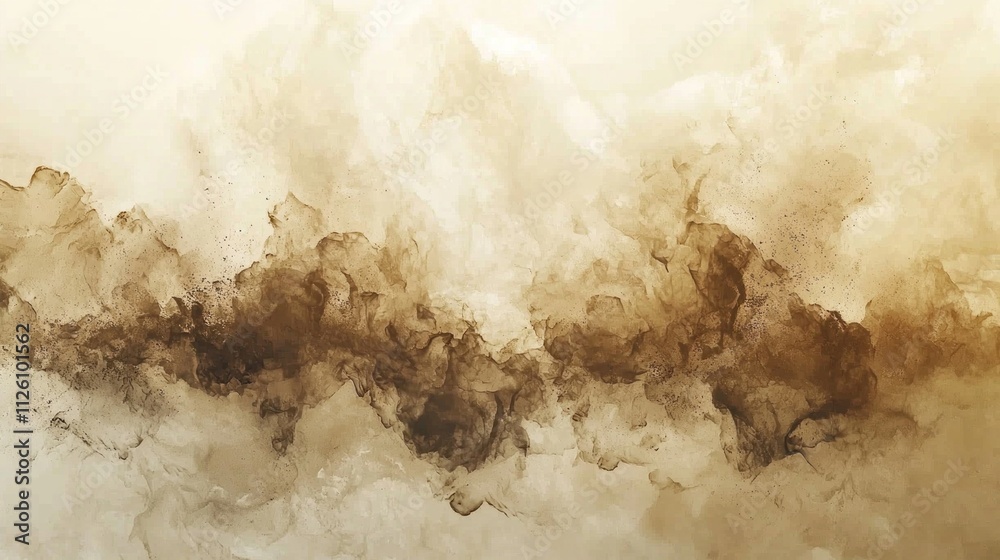 Poster colors swirl and dance in a blend of mocha and beige, creating an ethereal dust burst that brings wa