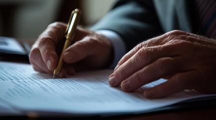 Senior businessman checks report.