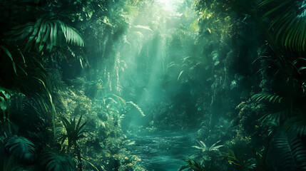 Obraz premium A lush jungle setting.