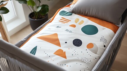 A stylish playpen with breathable fabric and cheerful patterns