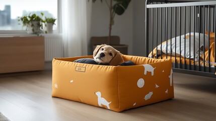 A stylish playpen with breathable fabric and cheerful patterns