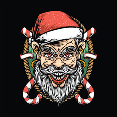 scary santa claus with beard illustration