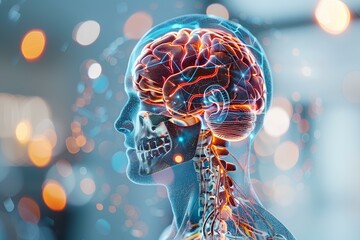 A close up of a person's head and brain