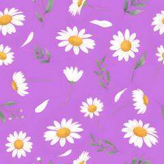 Obraz premium Seamless White Floral Pattern with Purple Background