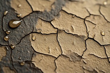 Fototapeta premium close-up of cracked surface with water droplets