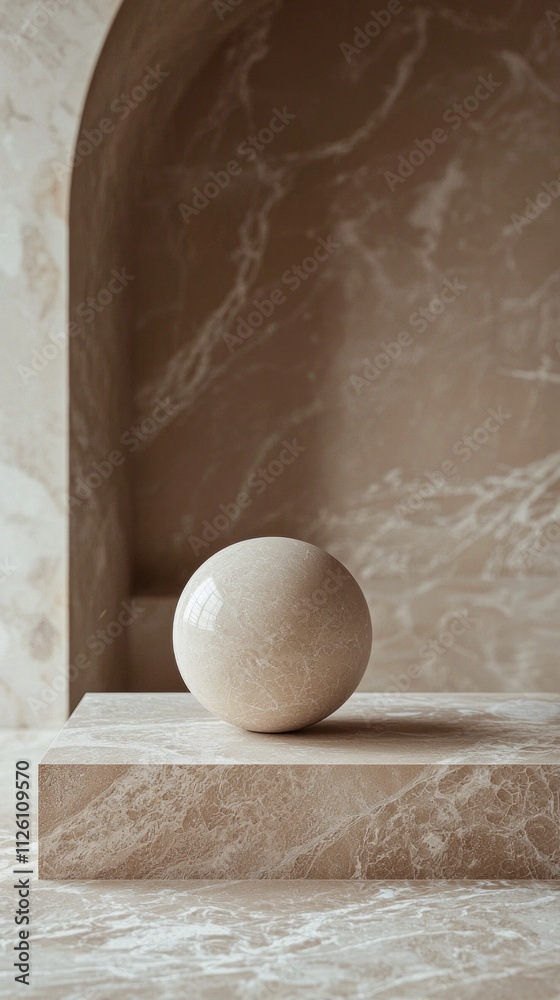 Poster a close-up view showcases a creamy mocha mousse, perfectly spherical, resting gracefully on a smooth