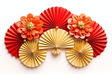 Paper fans chinese new year decoration paper gold art.