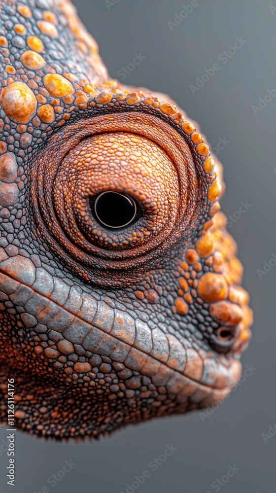 Poster zooming in on a lizard's close-up reveals mesmerizing textures and vibrant mocha hues, showcasing na