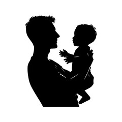 Design with silhouette art, image of a father holding his child, Father's day