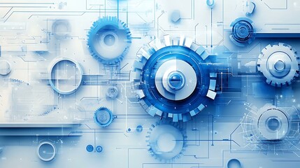 Obraz premium Minimalist blue business design with soft textures and abstract technological patterns