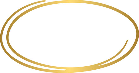 Golden hand drawn line circle, oval frame