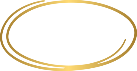 Golden hand drawn line circle, oval frame