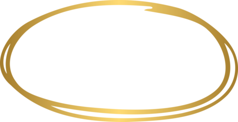 Golden hand drawn line circle, oval frame
