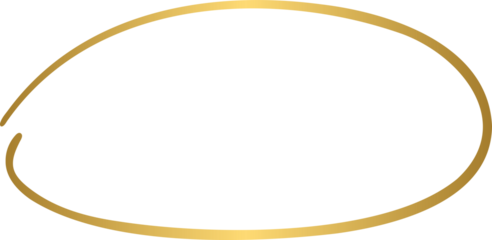 Golden hand drawn line circle, oval frame