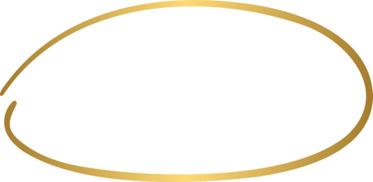 Golden hand drawn line circle, oval frame