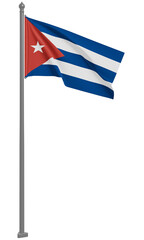 キューバ共和国のはためく国旗の3Dイラスト(正面)
