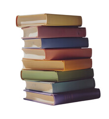 Stack of colorful books isolated on transparent background