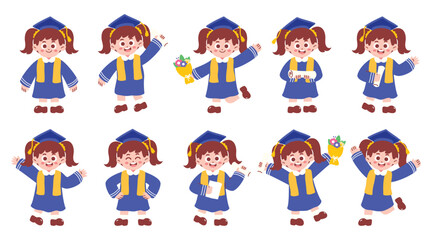 Cute Graduate Girl Character for Graduation Concept