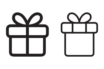 Gift box icons with ribbon vector line art. Vector flat graphic design illustration.