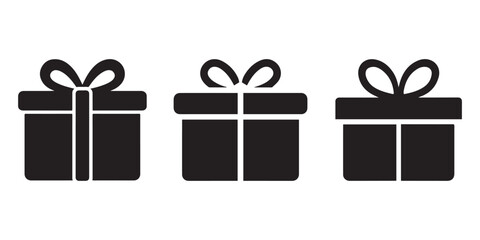 Gift box icons with ribbon vector silhouette design. Vector flat graphic design illustration.