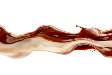 Splash smooth ripple of coffee, chocolate and milk cream waves intertwining isolated on background.