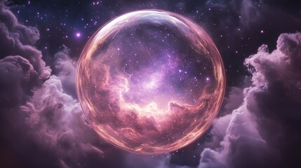 Fototapeta premium Cosmic Nebula Contained Within A Glass Sphere