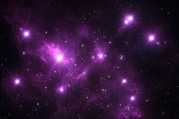 Celestial Nebula With Bright Stars And Purple Hues