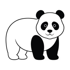 A black and white drawing of a panda with a black face and a white background. © Mozaffor