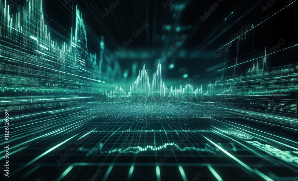 Fototapete a digital representation of data trends and analytics in a futuristic style.
