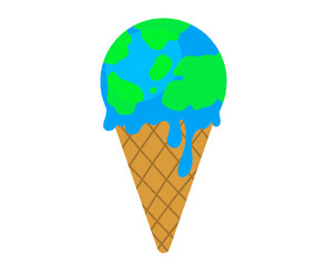 melting ice cream of earth illustration warning global warming