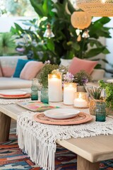 Cozy Outdoor Dining with Boho-Inspired Decor