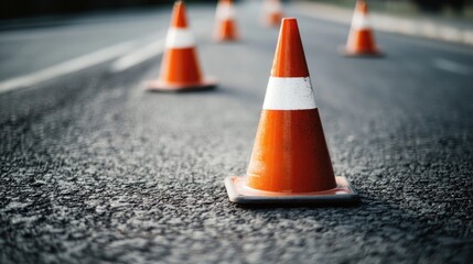 Traffic Cones on a Road