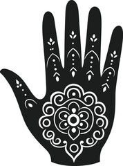Fototapeta premium Silhouette Mehndi Hand Design Vector Illustration with Floral Patterns