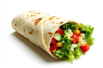 A fresh wrap filled with vegetables, showcasing a healthy meal option.