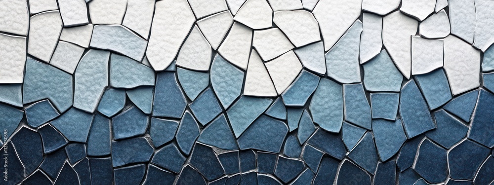 Poster A mosaic pattern featuring varying shades of blue, creating a textured, artistic design.