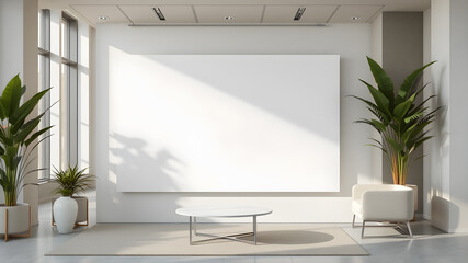 corporate branding identity logo display white blank frame mockup with modern business offices reception background as banner with copy space area mock up