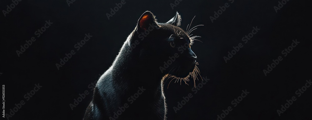 Aufkleber a side profile of a black panther against a dark background, emphasizing its features.