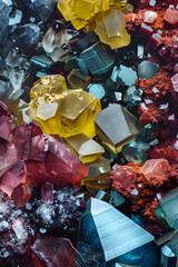 Close-Up Display of Vibrantly Colored Zinc (Zn) Minerals Collection against a White Background